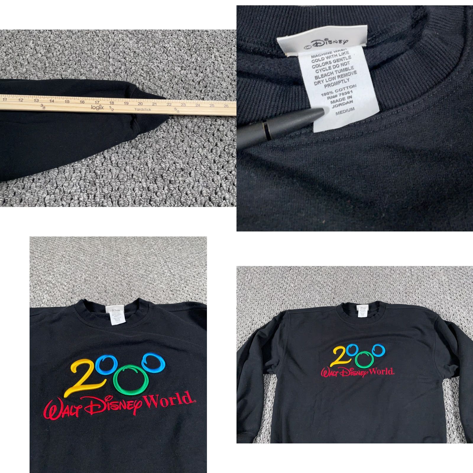 Disney VINTAGE Disney Sweatshirt Adult Medium Black Embroidered 2000 90s Cartoon TV Graphic Print Animals Pullover Crew Neck Men Mens Size US M / EU 48-50 / 2 - 8 Thumbnail