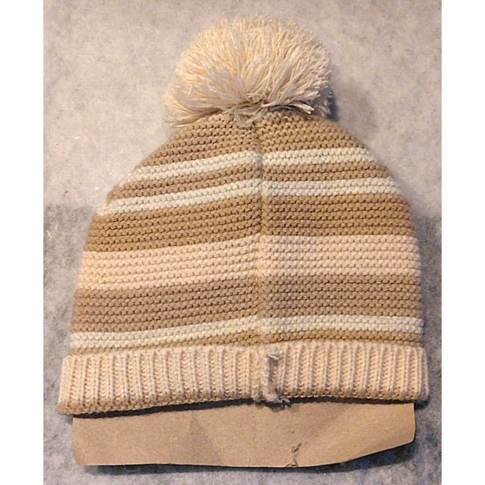 The Unbranded Brand Addie & Tate Newborn/Infant Hat Mitten Set Cream Tan Stripes Size ONE SIZE - 2 Thumbnail