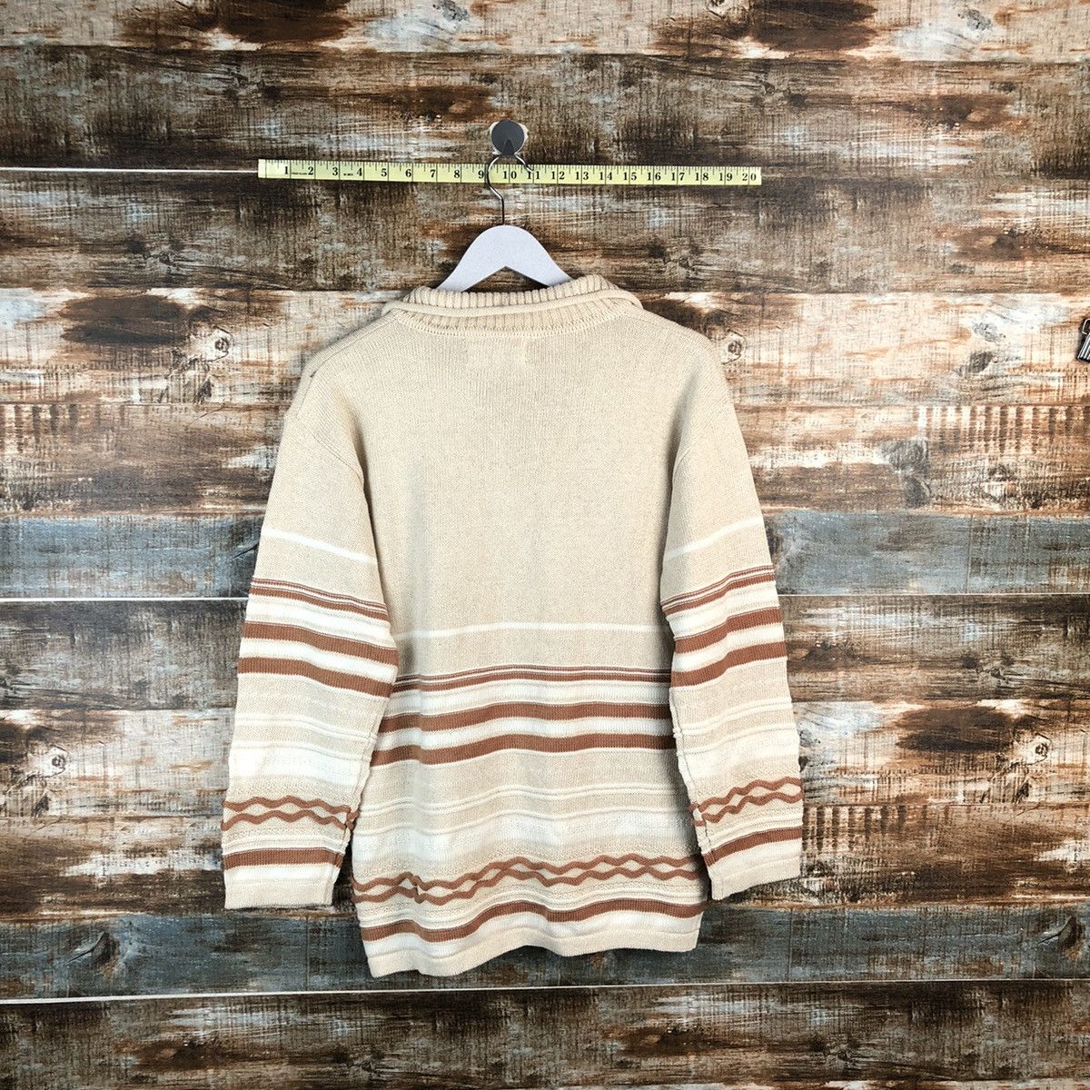 Japanese Brand Gispy Blue Cream Cardigan vintage Knitwear #A1952 Size US M / EU 48-50 / 2 - 12 Thumbnail
