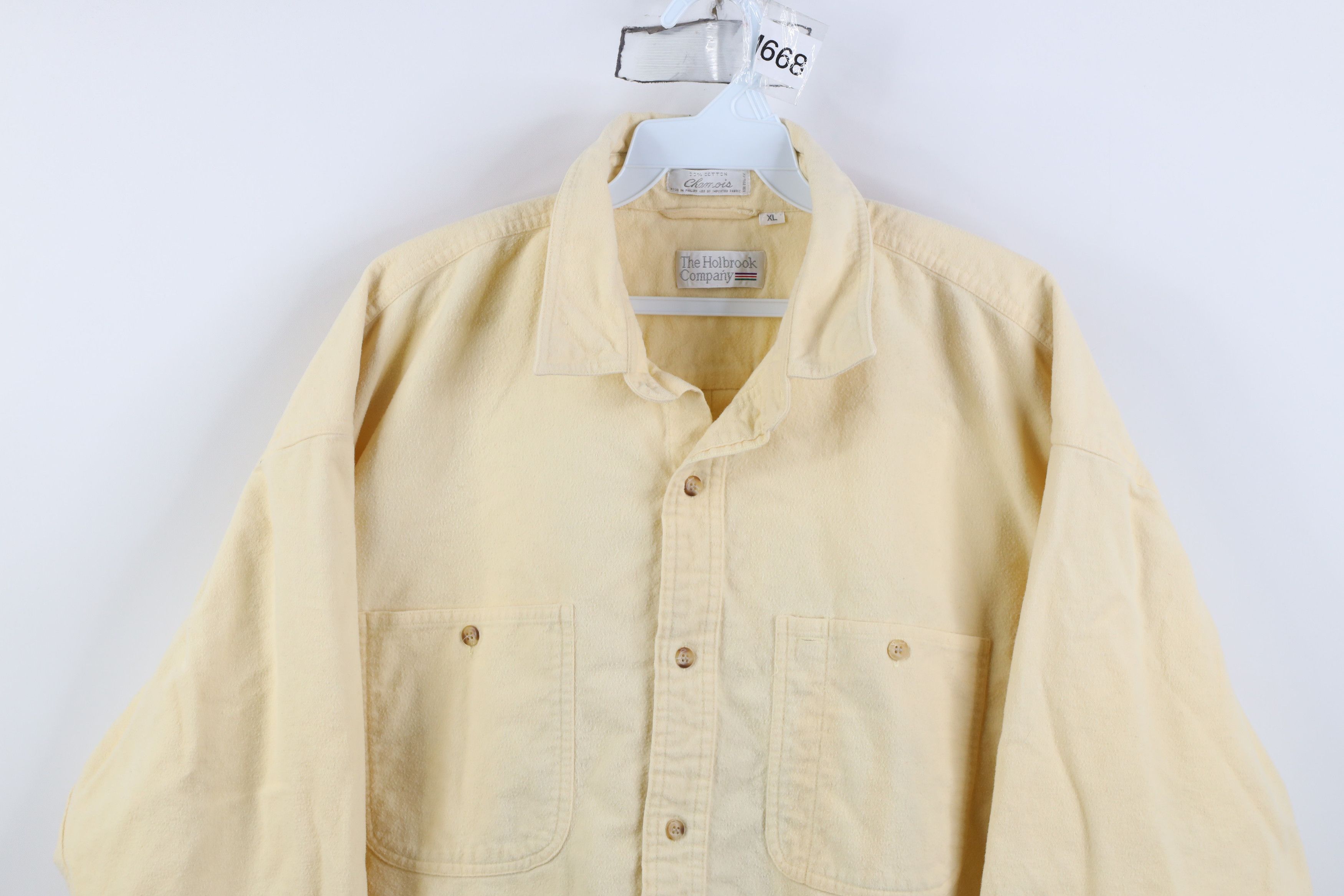 Vintage Vintage 70s Streetwear Chamois Cloth Button Shirt Yellow Size US XL / EU 56 / 4 - 2 Thumbnail