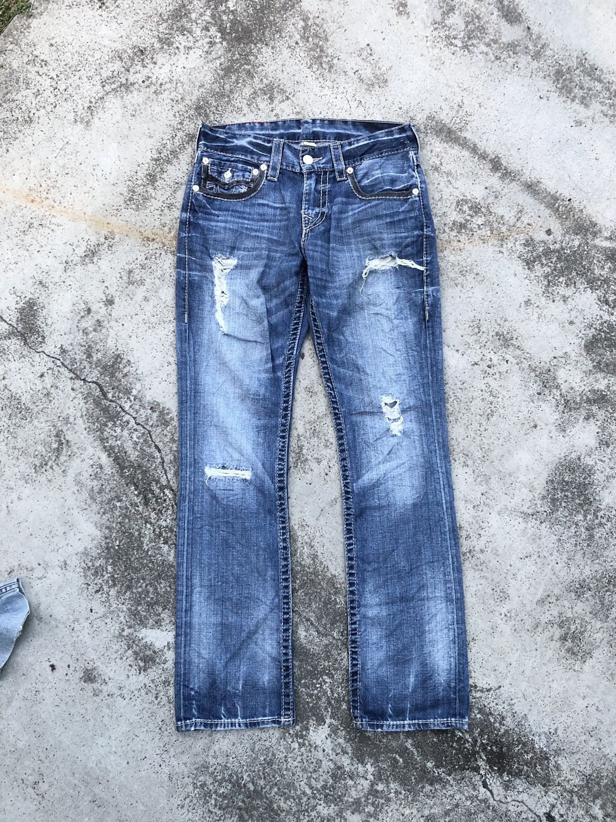 image of Avant Garde x Distressed Denim True Religion Distressed Denim in Blue, Men's (Size 32)