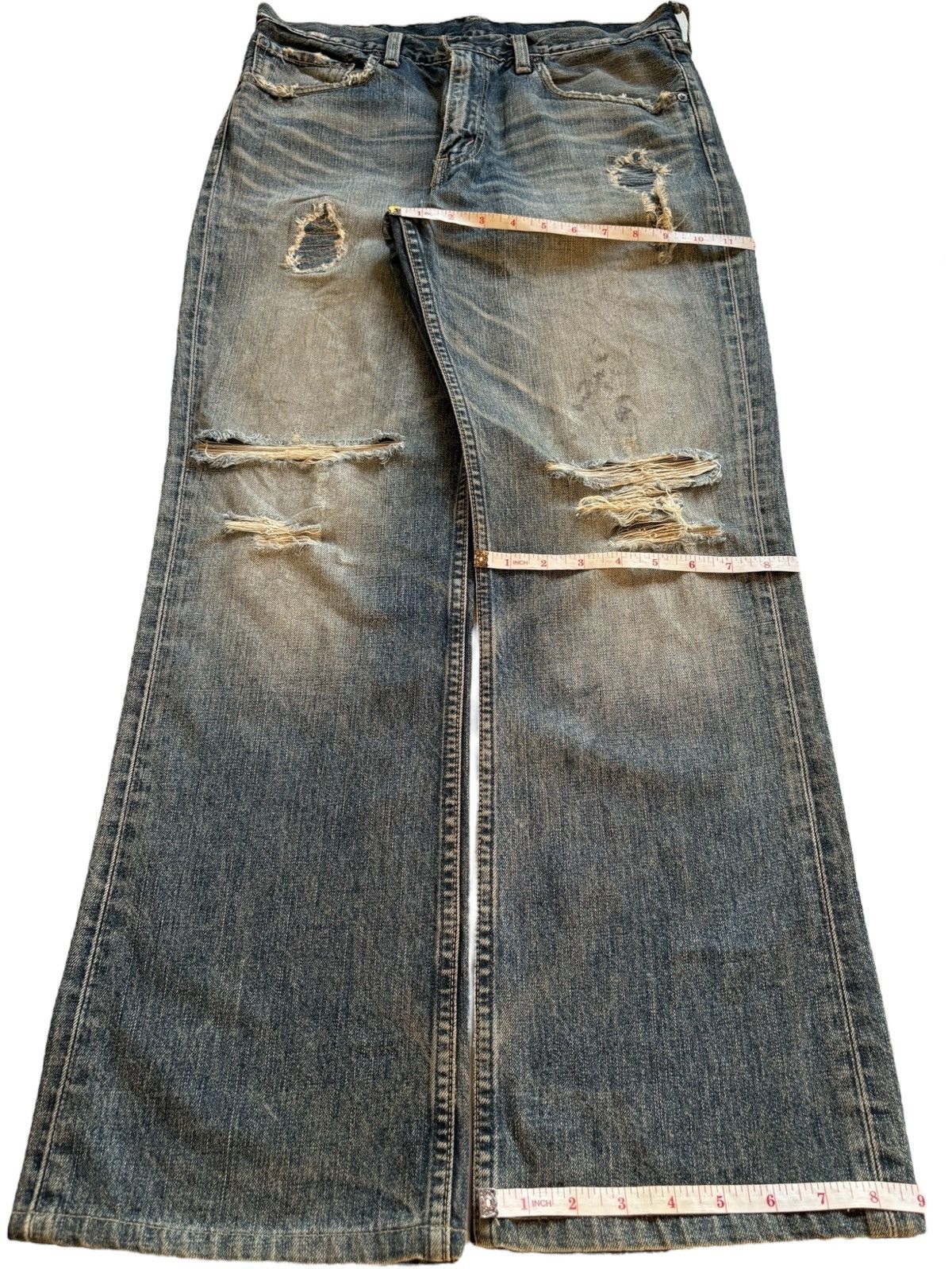 LVC × Levi's × Levi's Vintage Clothing Vintage 90s Levis 507 Patch Mud Wash Distress Rip Flare Jean Size US 31 - 14 Thumbnail