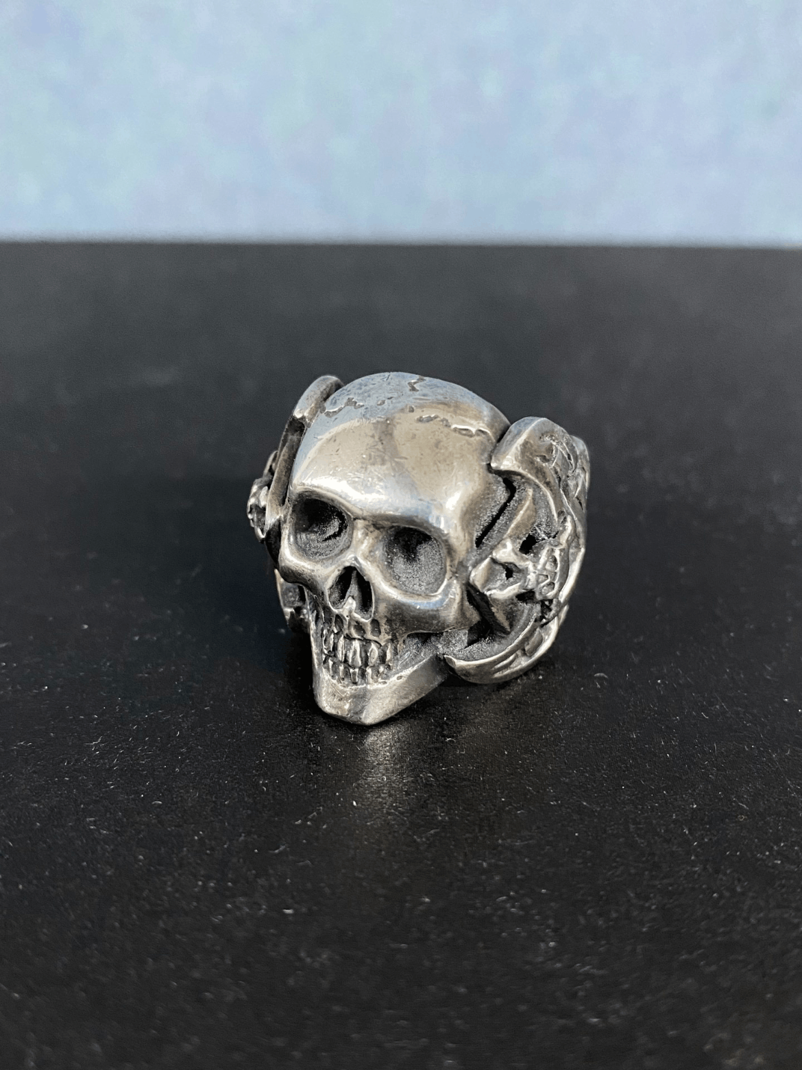 Number (N)ine Number Nine woven 950 silver skull ring Size ONE SIZE - 4 Thumbnail
