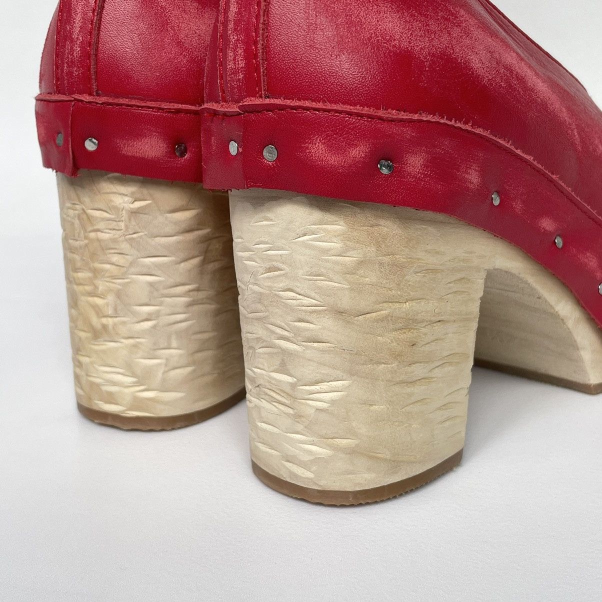 Comme des Garcons Distressed Leather Heeled Clogs Size US 7.5 / IT 37.5 - 11 Thumbnail