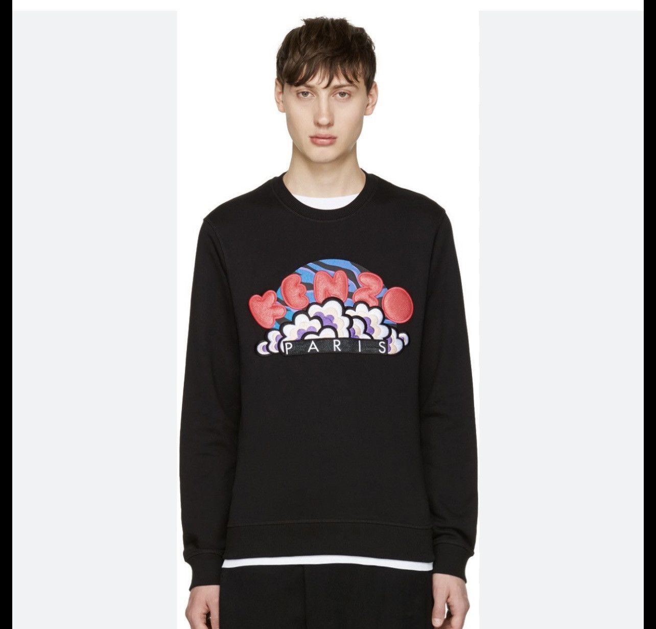 Kenzo Kenzo Paris Embroidered Logo Sweatshirt Black Size M Size US M / EU 48-50 / 2 - 1 Thumbnail