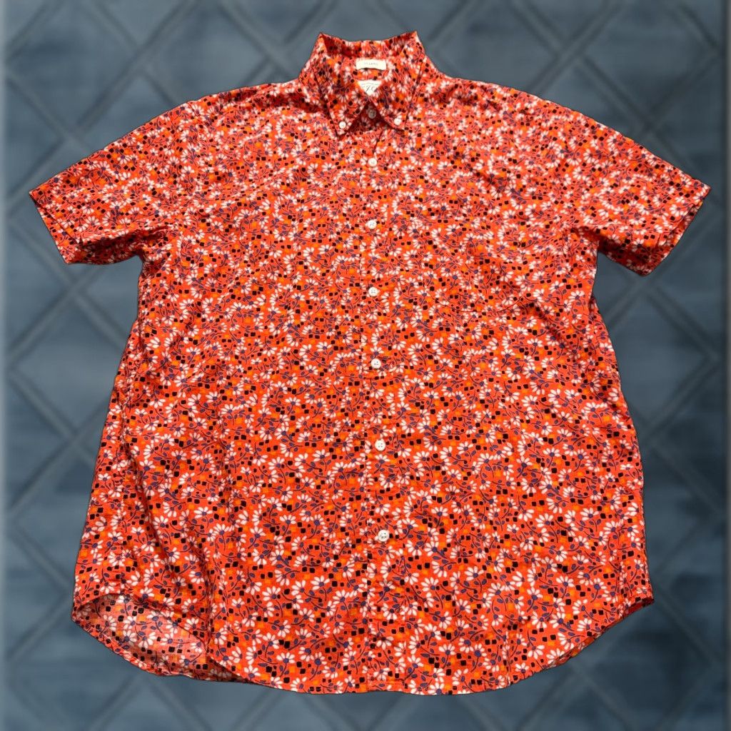 J.Crew J.CREW Shirt Mens M Red Floral Short Sleeve Button Up 100% Cotton Classic Size US M / EU 48-50 / 2 - 1 Thumbnail