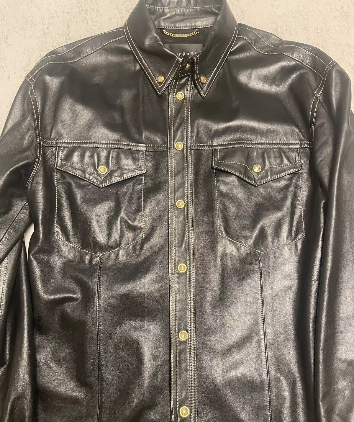 Versace $5k Versace signature recent reissue leather shirt EU48 NEW Size US M / EU 48-50 / 2 - 4 Thumbnail
