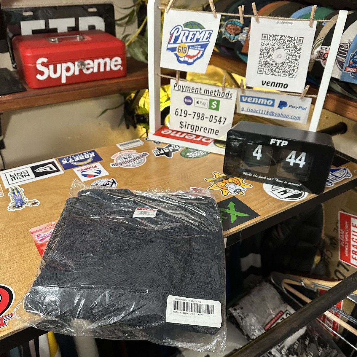 image of Supreme Thrasher Long Sleeve Colab (Navy) L, Men's (Size Large)