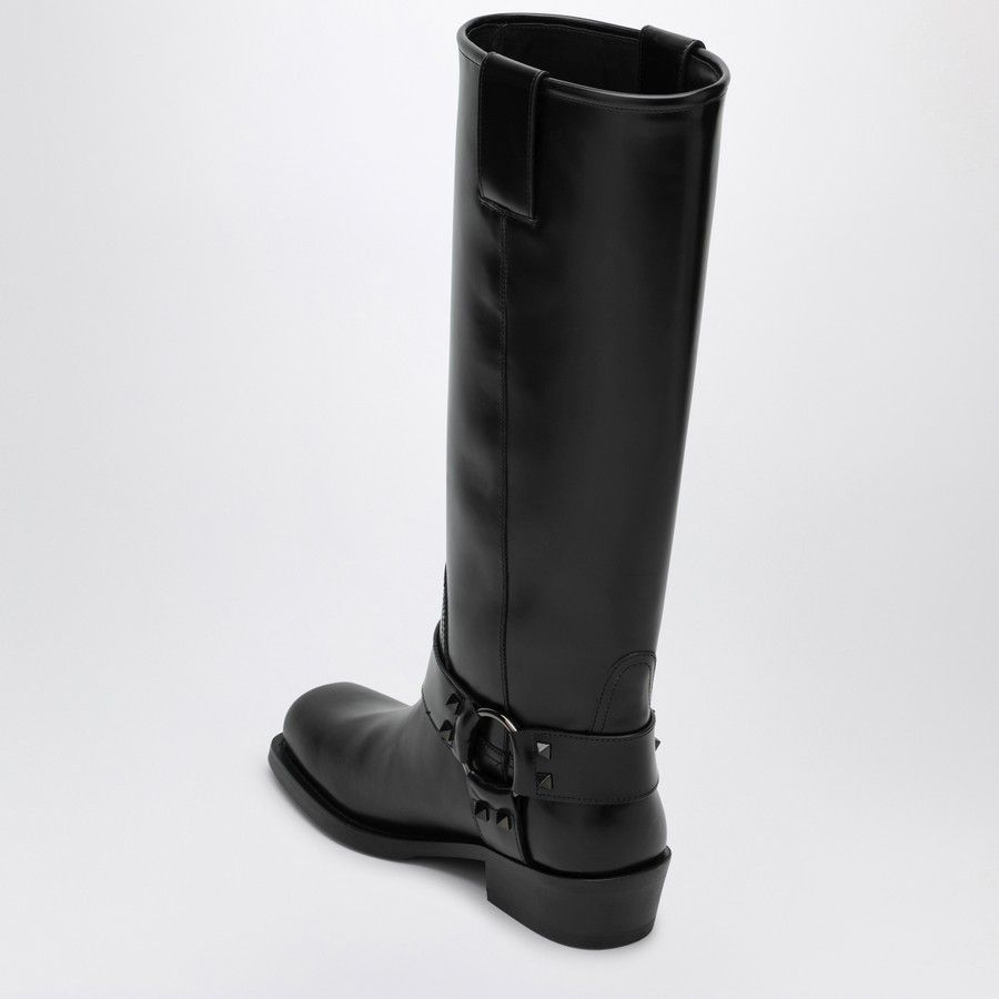 Valentino o1d2blof1024 Leather High Boots in Black Size US 10 / IT 40 - 4 Thumbnail