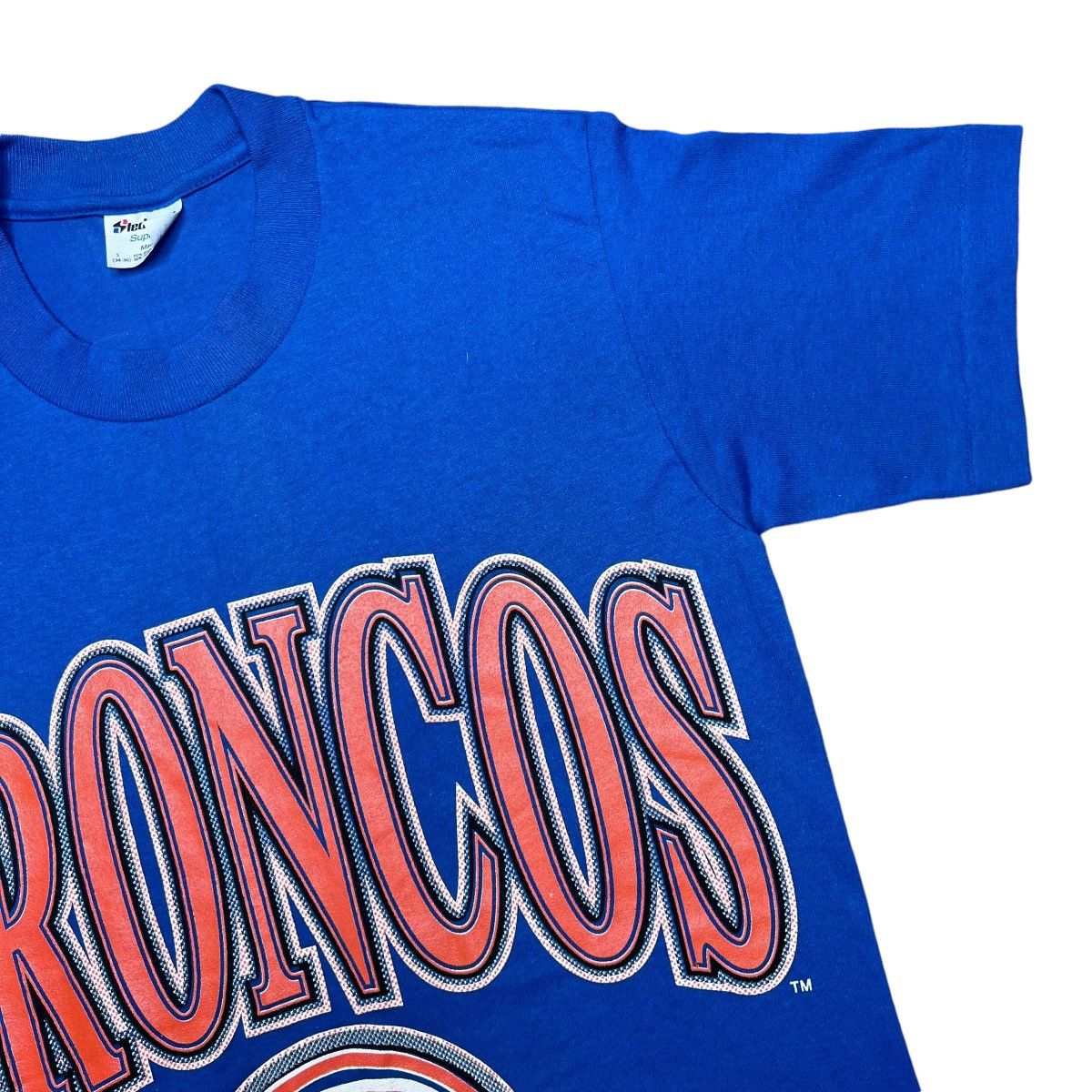 NFL × Vintage Vtg 1993 NFL Denver Broncos Spell Out 3D Logo Football Tee Size US S / EU 44-46 / 1 - 6 Thumbnail