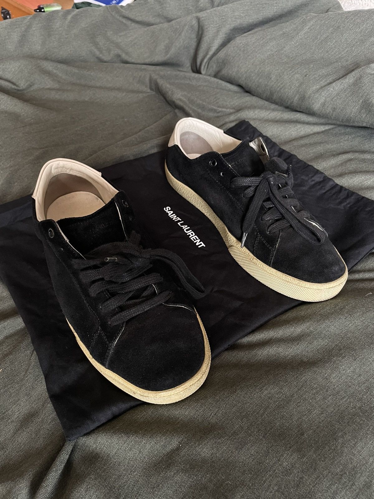 Saint Laurent Paris × Yves Saint Laurent YSL Saint Laurent men's Low Cut  Sneakers Black Suede Logo | Grailed