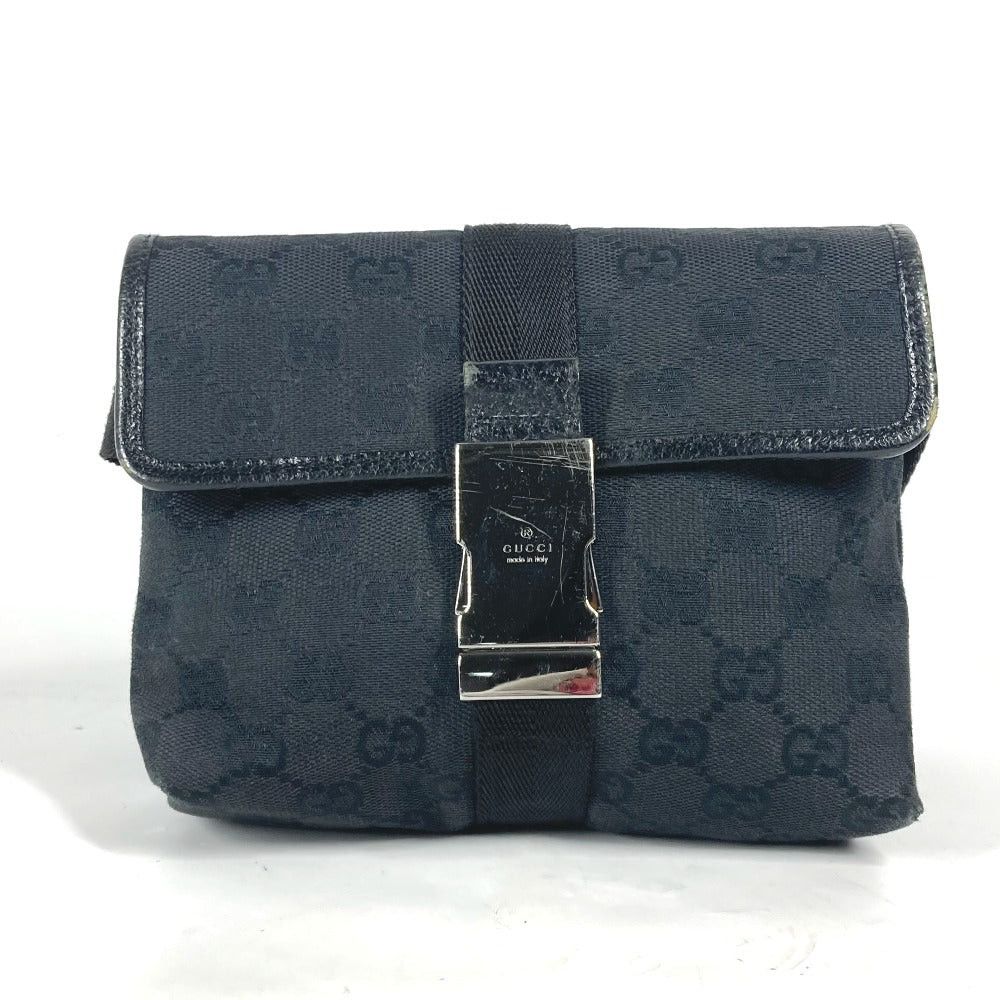 Gucci Gucci 131236 Cross Gg Briefcase Belt Bag Waist Pouch Body Canvas/Leather Unisex Black Size ONE SIZE - 1 Thumbnail