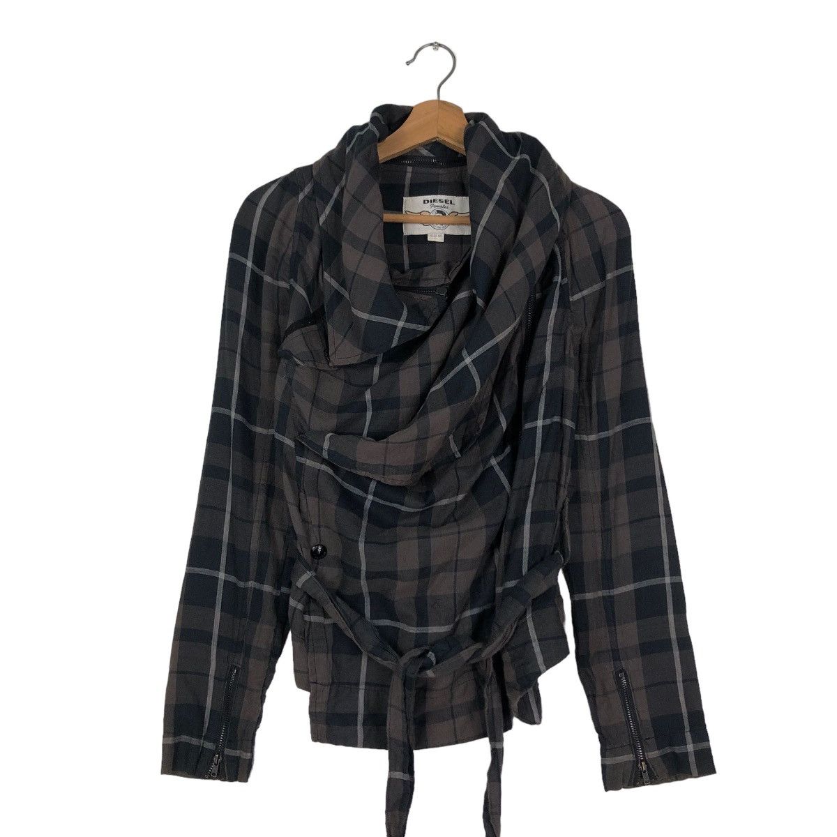 Diesel 📌CROPPED BIKER JACKET DIESEL TARTAN DESIGN BONDAGE STYLE Size US XS / EU 42 / 0 - 4 Thumbnail