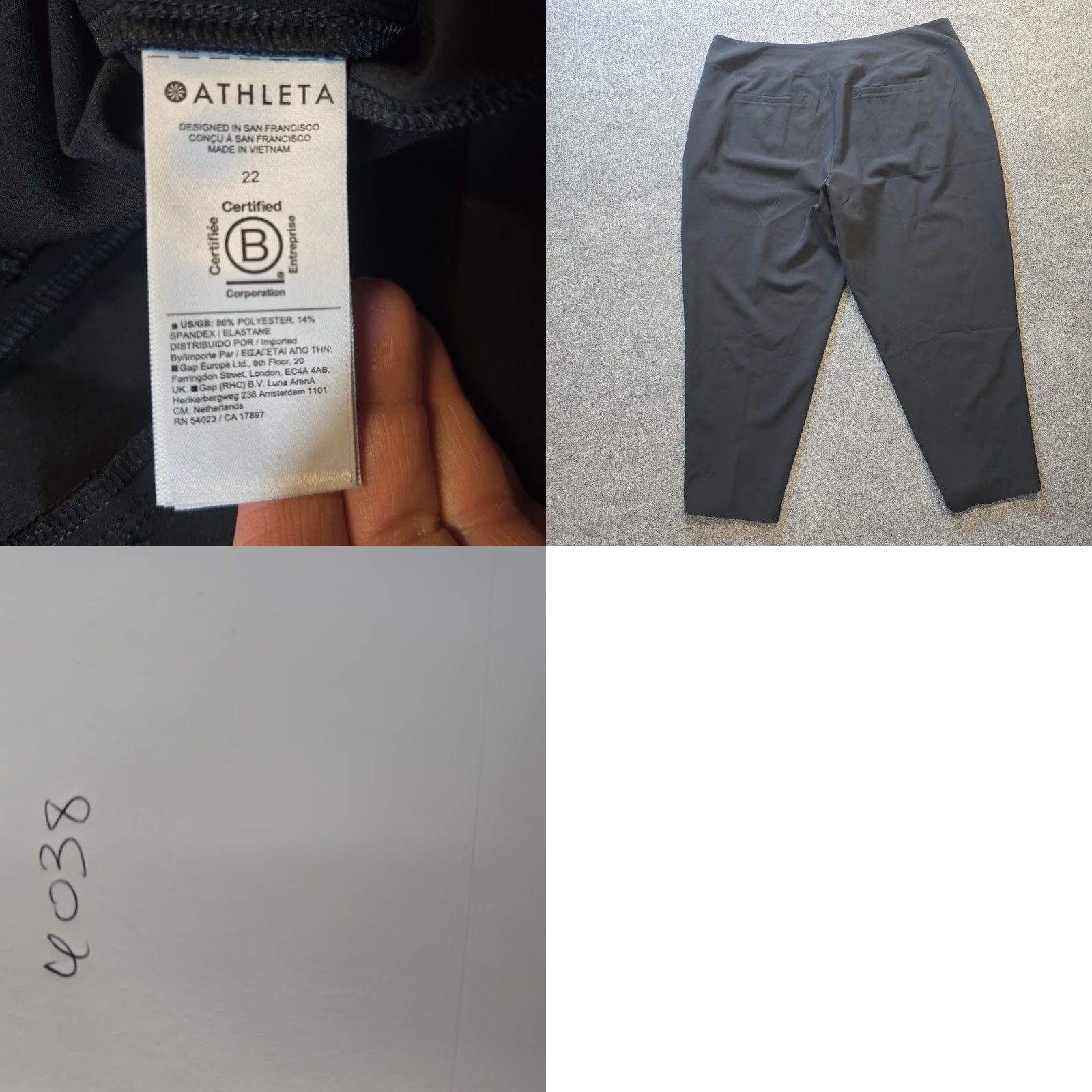 Athleta Athleta Pants Womens 22 Black Skinny Taper Pockets Lightweight Performance Casual Size 40" / US 18 - 8 Thumbnail