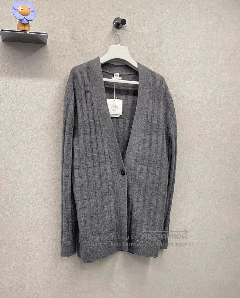 Hermes Hermes Gray Cardigan Jacket, 100% Wool Size XS / US 0-2 / IT 36-38 - 3 Thumbnail