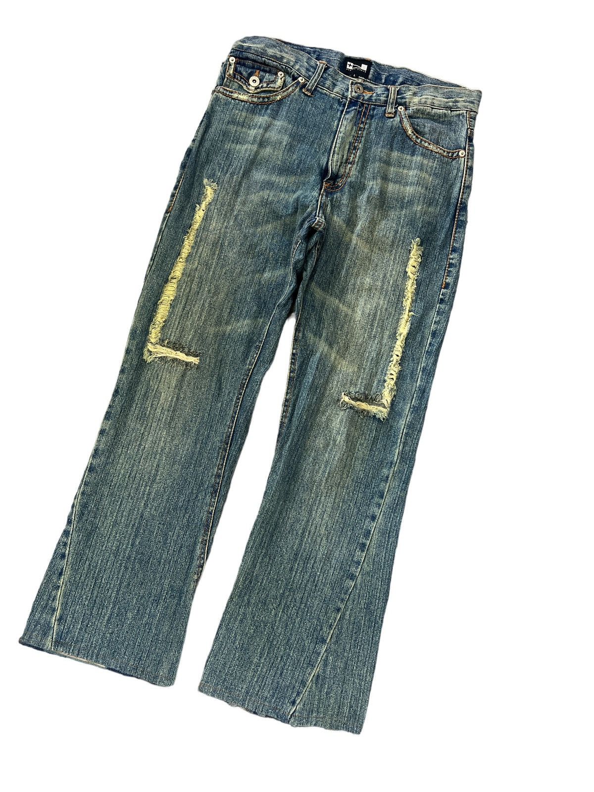 Japanese Brand × Vintage FLARED💥NYLAUS RIPPED DISTRESSED DENIM PANT Size US 32 / EU 48 - 6 Thumbnail