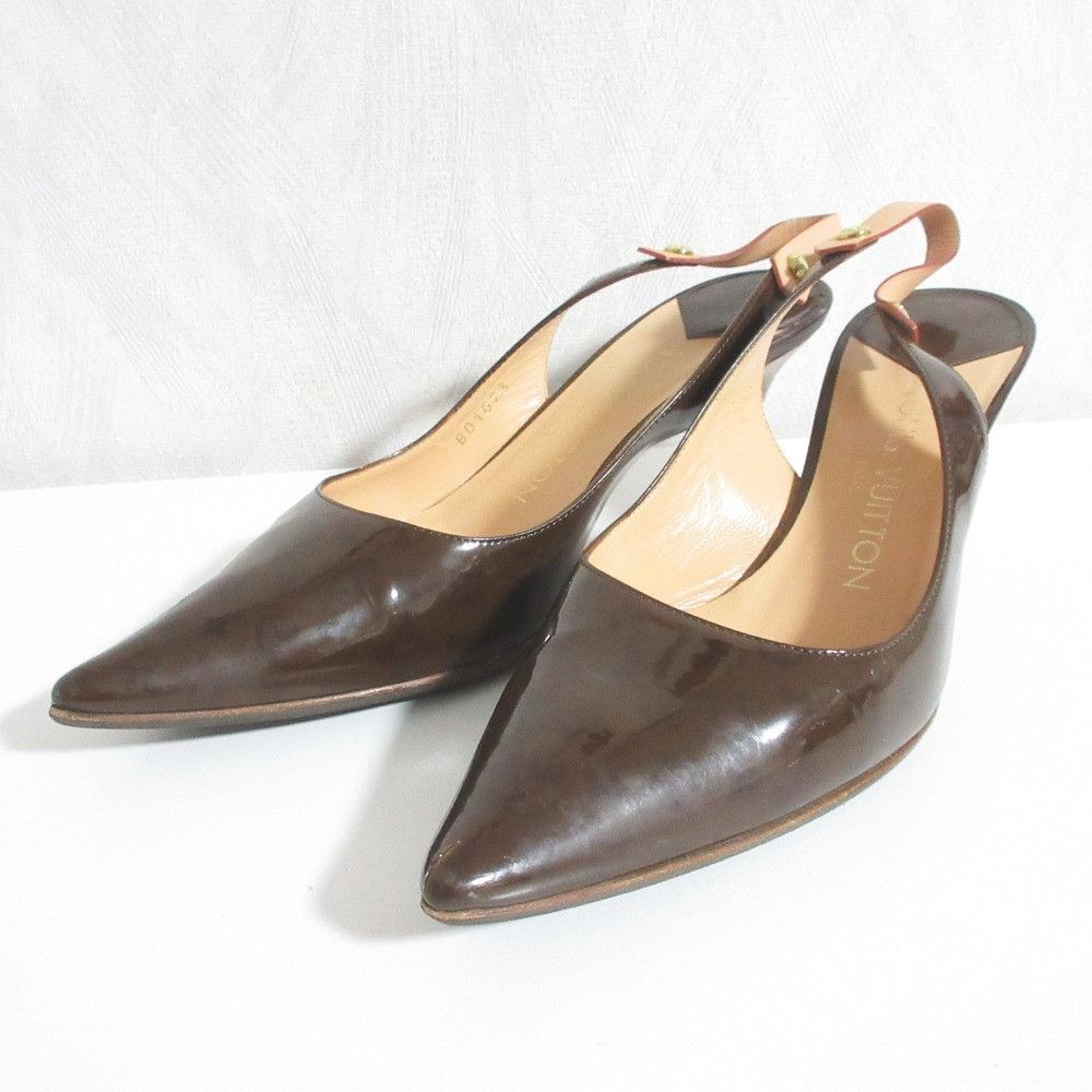 Louis Vuitton Louis Vuitton Louis Vuitton Monogram Patent Leather Slingback Pumps Textile Shoes DUTY FREE for USA Size ONE SIZE - 1 Thumbnail