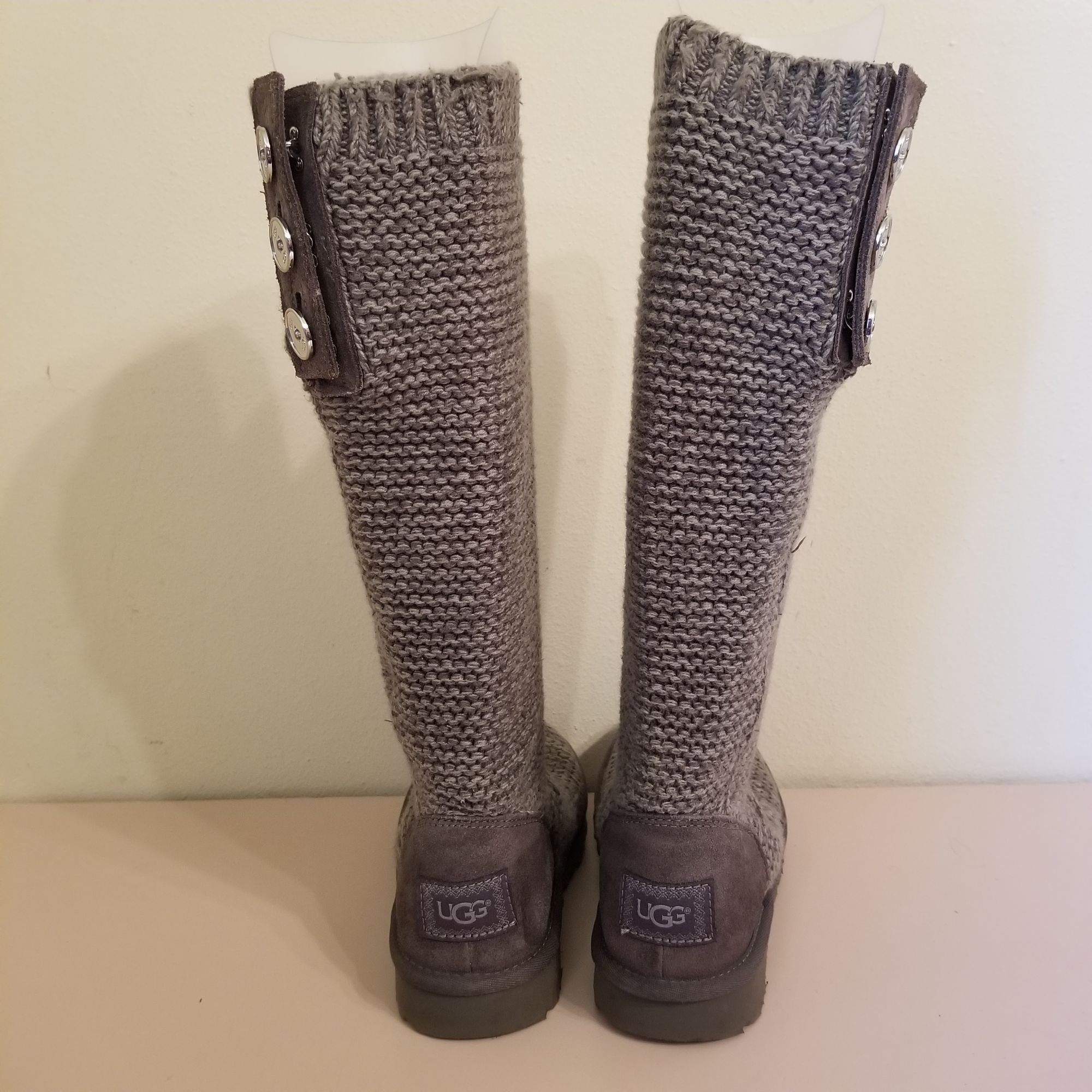 Ugg Ugg 7 Gray PURL CARDY Knit Winter Boots Fold Over Slouch Con Size US 7 / IT 37 - 7 Thumbnail