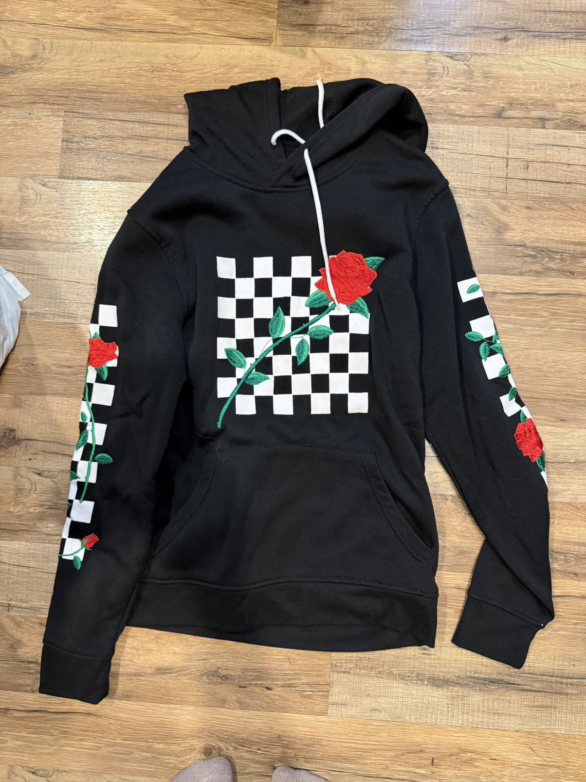Other Black Hoodie With Checkered Roses Size S / US 4 / IT 40 - 1 Thumbnail
