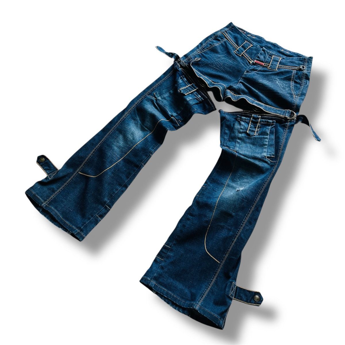 Marithe + Francois Girbaud Spectacular MFG Flared Bondage Heavy Denim Jeans Size US 30 / EU 46 - 3 Thumbnail