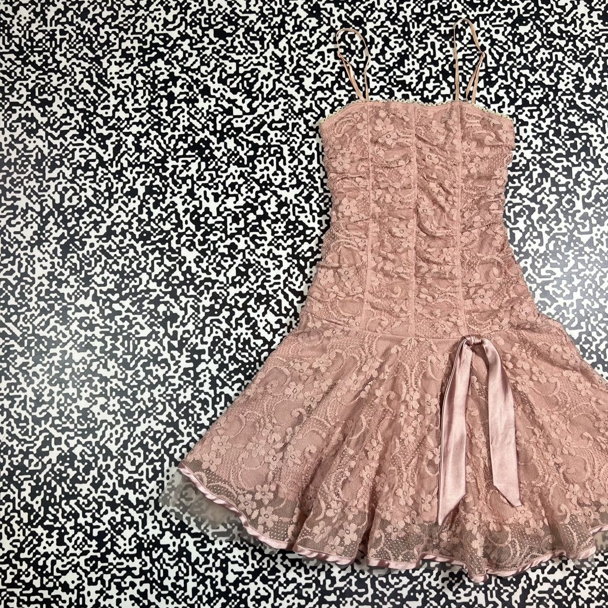 Japanese Brand Vintage Y2K Un Deux Trois Sexy Pink Mesh Mini Dress Size M / US 6-8 / IT 42-44 - 7 Thumbnail