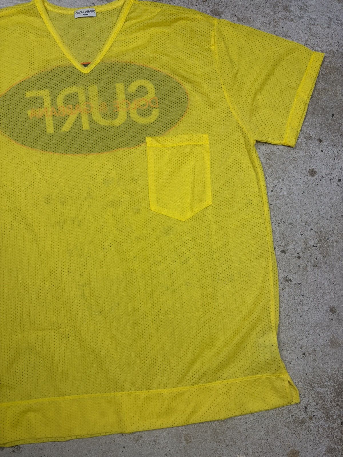 Dolce & Gabbana Vintage 90s Dolce & Gabbana Mare Yellow Surf Mesh T Shirt Size US XL / EU 56 / 4 - 7 Thumbnail