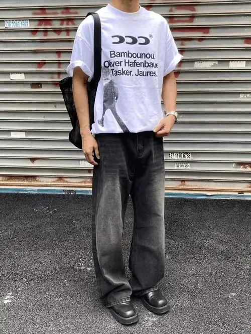 Gray loose distressed yuppie baggy pants