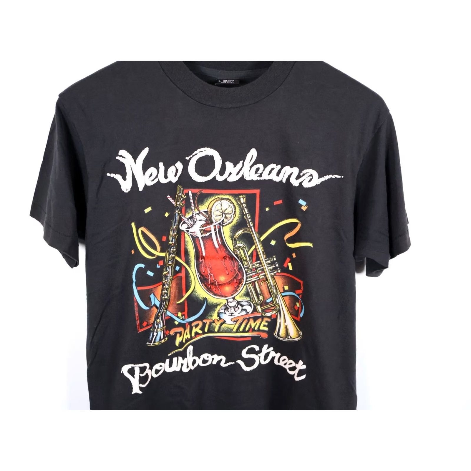 Vintage 90s Bourbon Street Shirt Adult Medium Black Single Stitch Screen Stars Tag Vintage Size US M / EU 48-50 / 2 - 4 Thumbnail