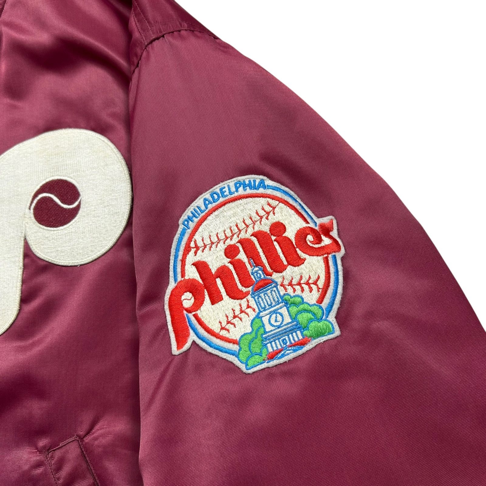 MLB VTG 90s PHILADELPHIA PHILLIES STARTER SATIN JACKET SPELL OUT Size US M / EU 48-50 / 2 - 4 Thumbnail