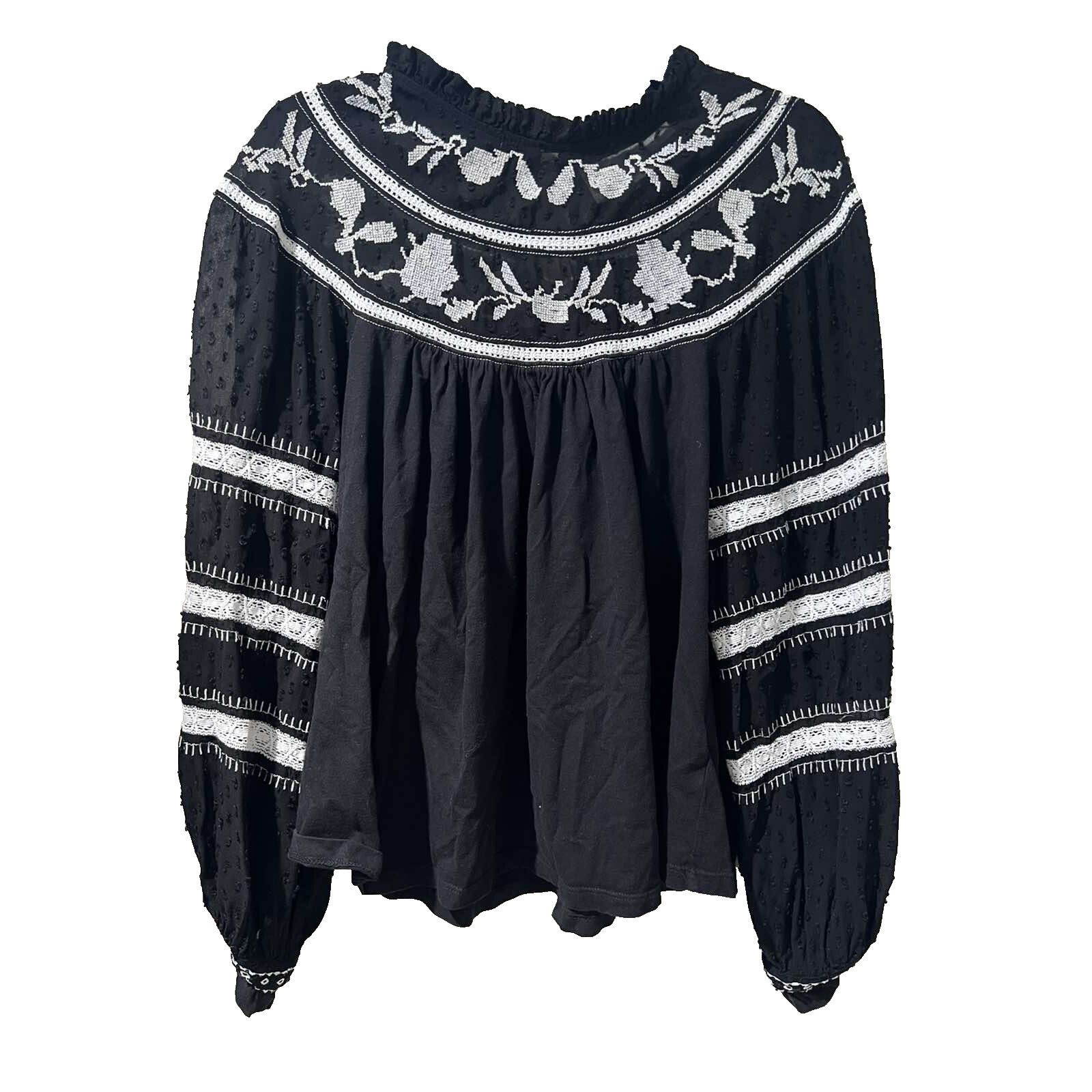 Anthropologie Anthropologie Maeve Winona Blouse Black top Size M A002032 Size M / US 6-8 / IT 42-44 - 4 Thumbnail