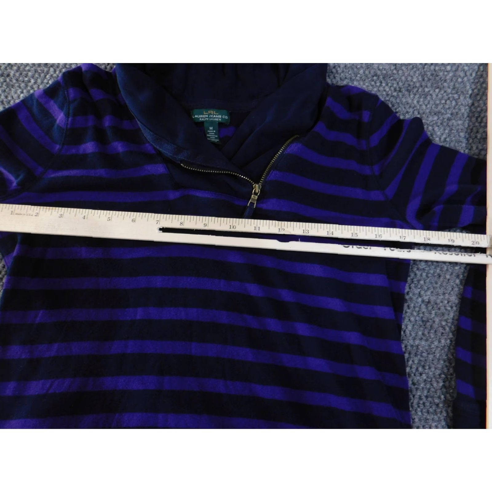 Ralph Lauren Lauren Ralph Lauren Sweater Womens Medium Navy Purple Stripe Cowl Quarter Zip Pullover Knit Zipper Long Sleeve Size M / US 6-8 / IT 42-44 - 6 Thumbnail