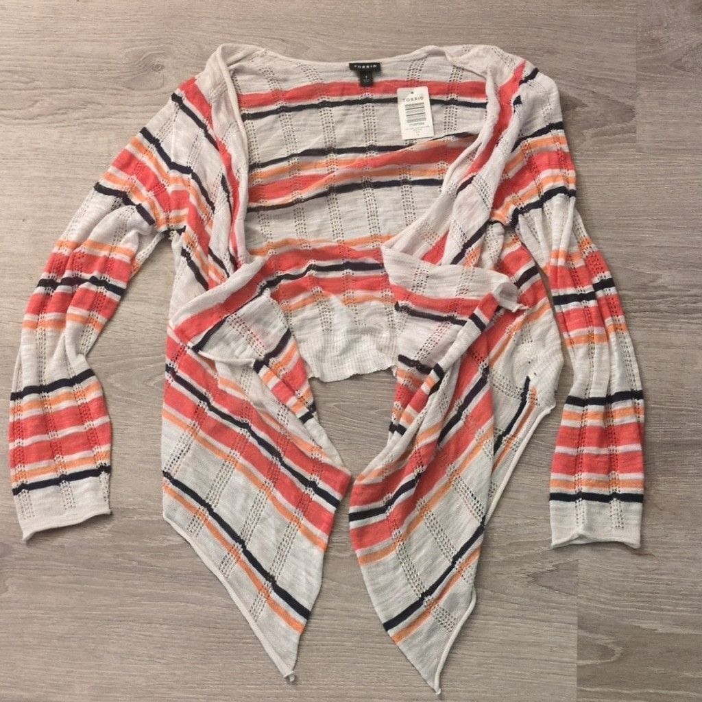 Torrid Torrid stripe open drape cardigan size 1 Size XL / US 12-14 / IT 48-50 - 2 Thumbnail
