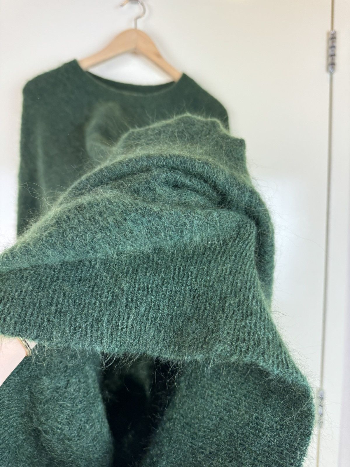 Sezane American vintage mohair wool green fluffy maxi dress sweater Size L / US 10 / IT 46 - 6 Thumbnail