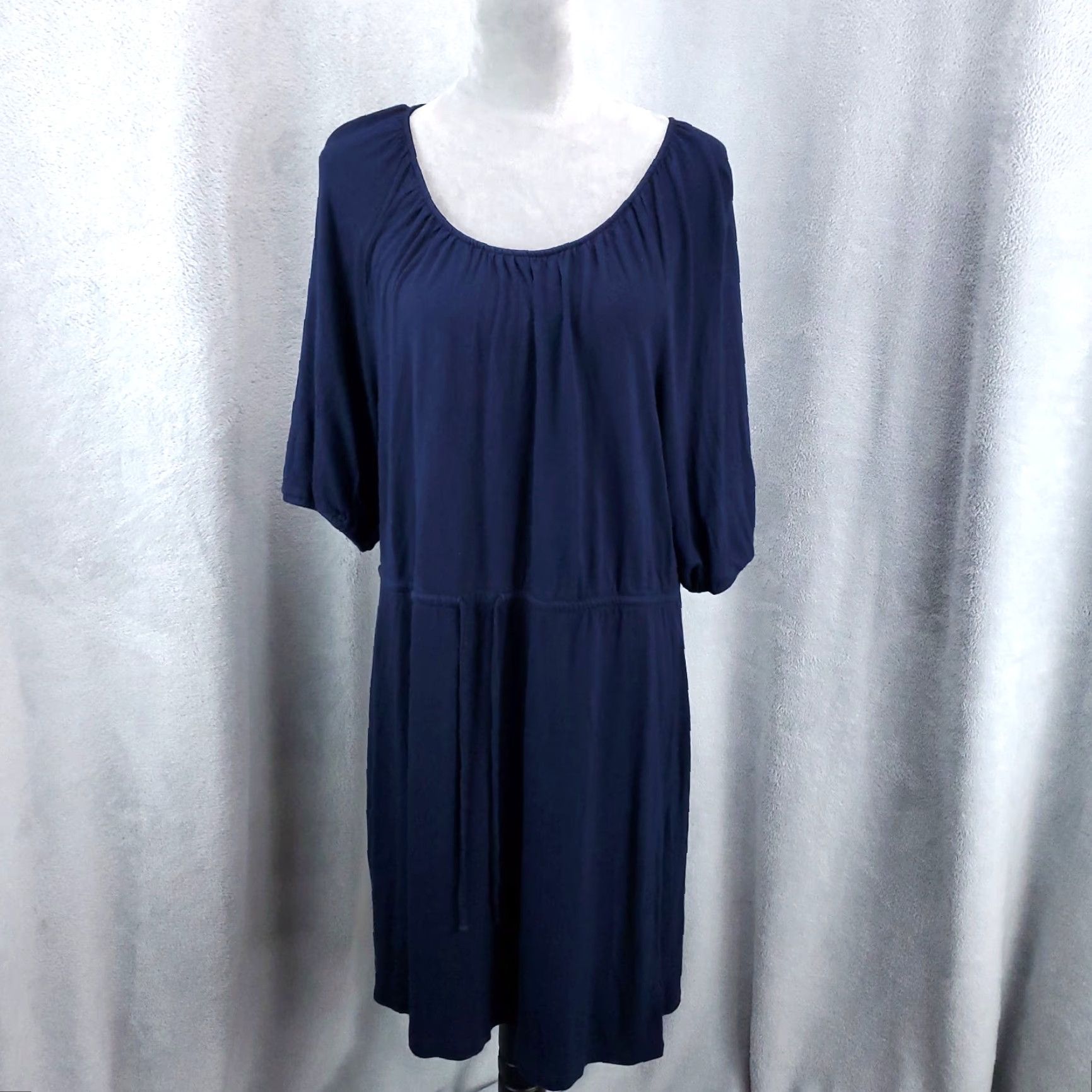Old Navy Old Navy Womens Dress Blue Knit Midi Swing Shift L Size L / US 10 / IT 46 - 2 Thumbnail
