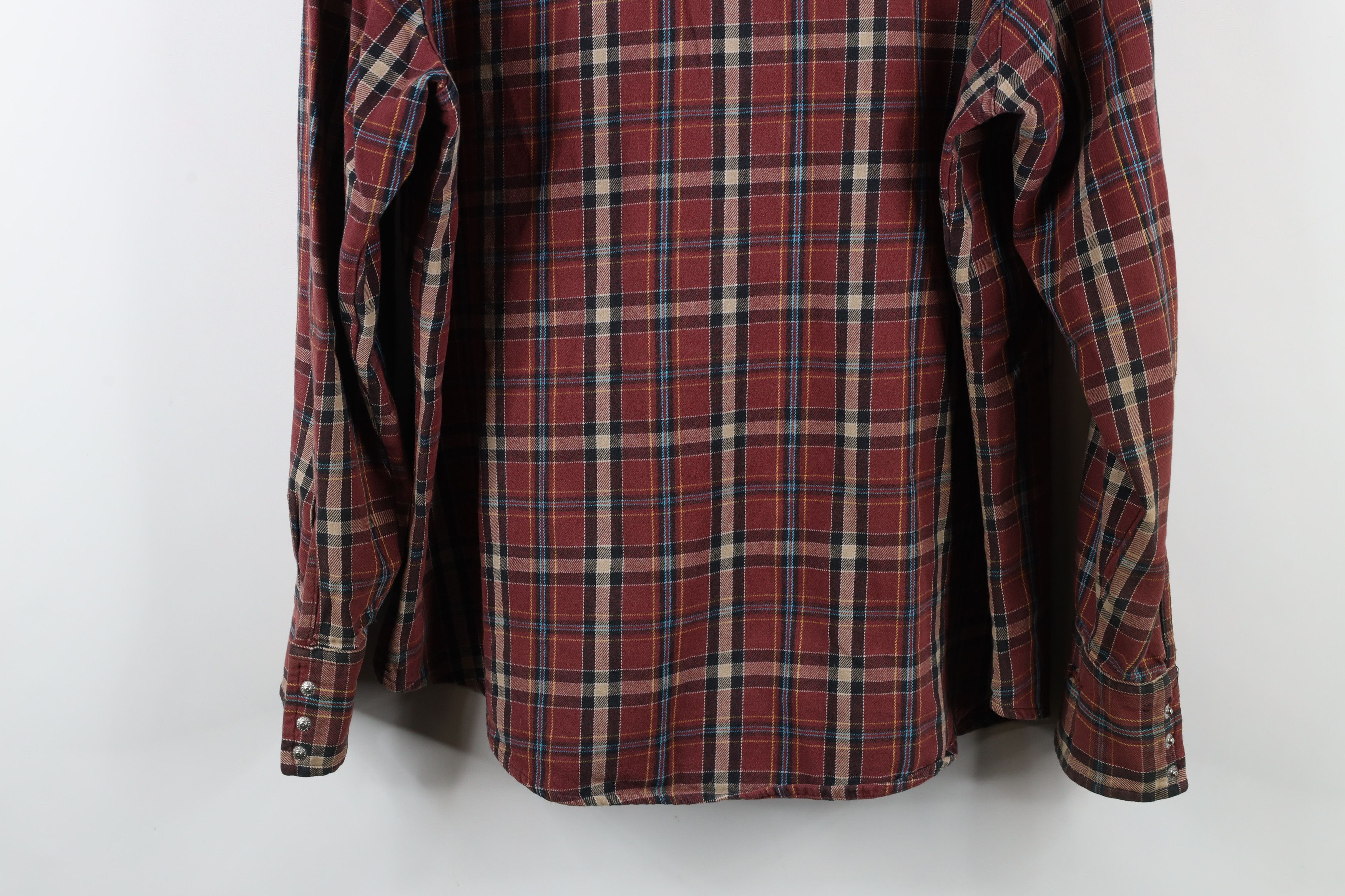 Vintage × Wrangler Vintage 90s Wrangler Western Snap Button Flannel Shirt Plaid Size US XXL / EU 58 / 5 - 13 Thumbnail