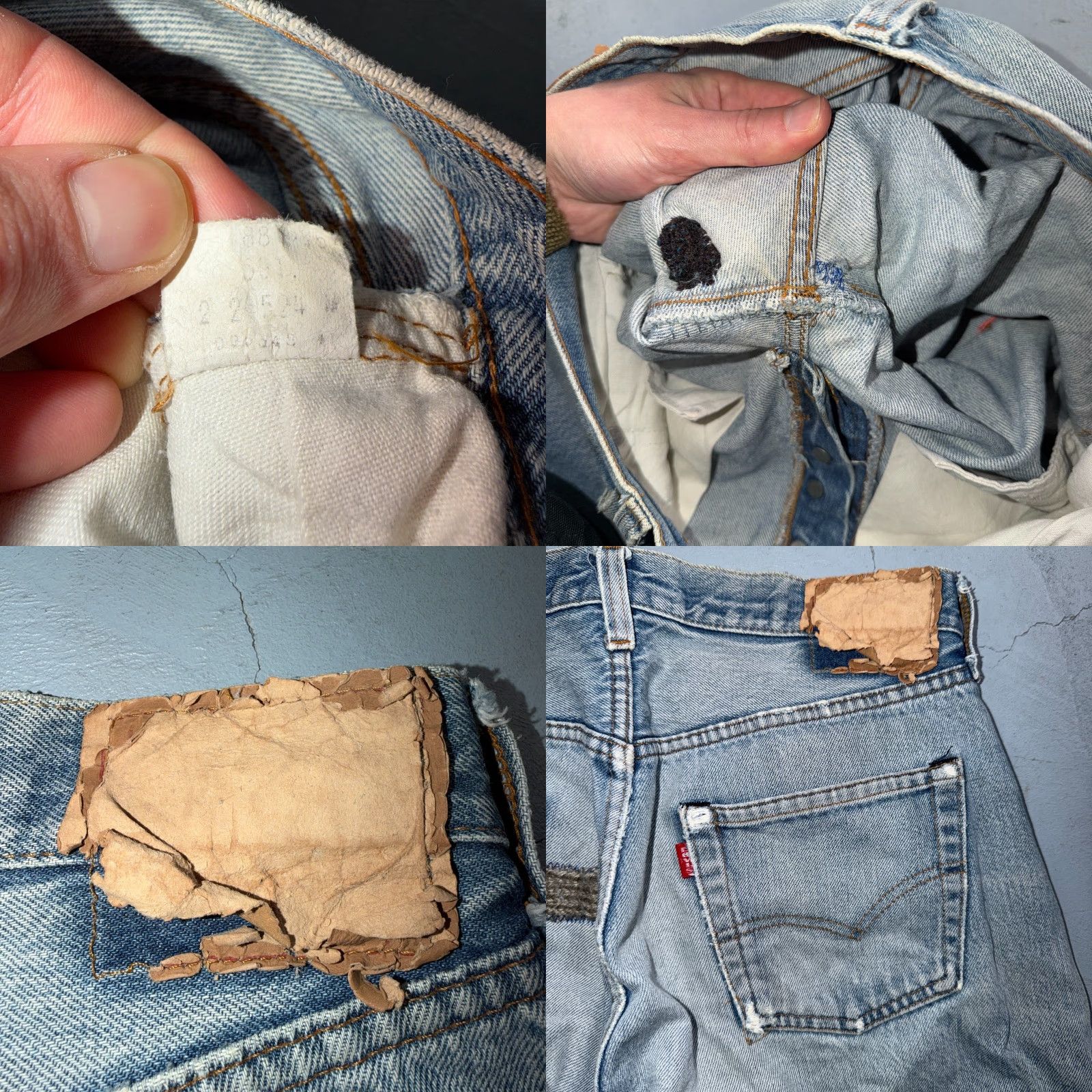 Levi's Levis 501 Vintage 80s Redline Selvedge Jeans Light Wash 34x32 30x? USA XX Button Fly Men Regular Denim Cotton Size US 34 / EU 50 - 10 Thumbnail