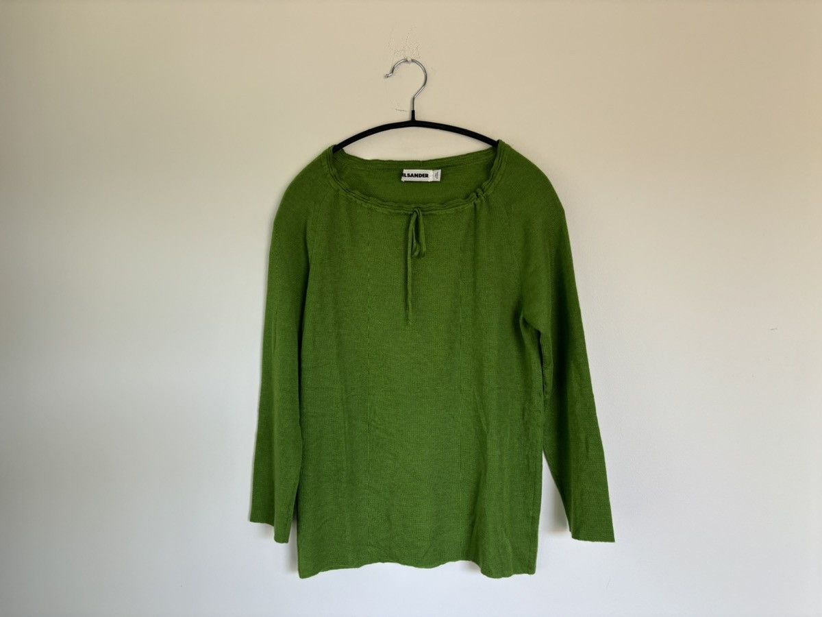 Jil Sander × Vintage 2000s Jil Sander Drawstring Shirt Cashmere Top 3/4 Lace Tie Size S / US 4 / IT 40 - 14 Thumbnail