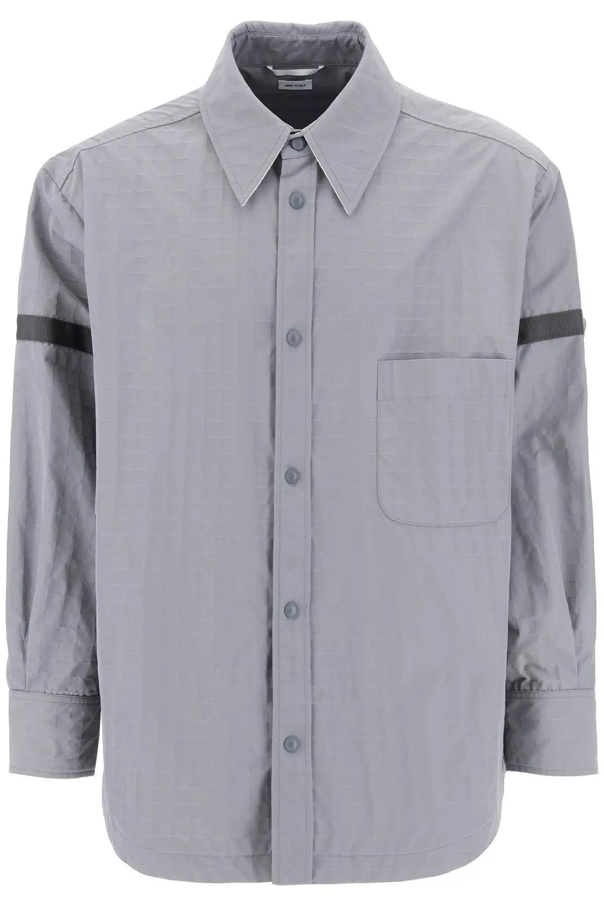 image of Thom Browne O1S22I1N0324 Nylon Ripstop Overshirt In Grey, Men's (Size Large)