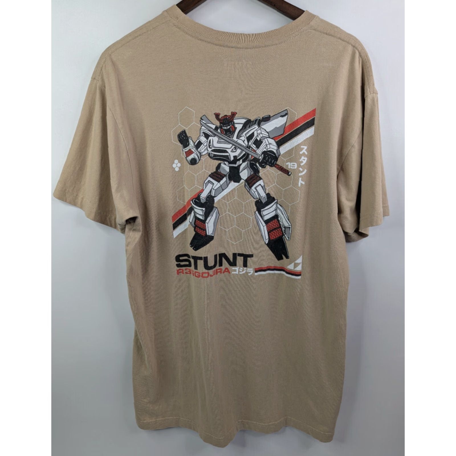 Vintage STUNT T-Shirt Beige Anime Cotton Size L Gojira R35 Sand Transformer Unisex Adults Size US L / EU 52-54 / 3 - 2 Thumbnail