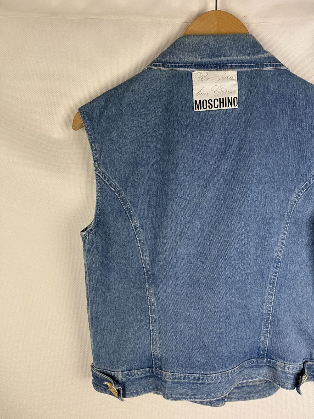 Moschino × Vintage Moschino Jeans VTG Denim Sleeveless Vest Jacket Waistcoat Size XL / US 12-14 / IT 48-50 - 15 Thumbnail