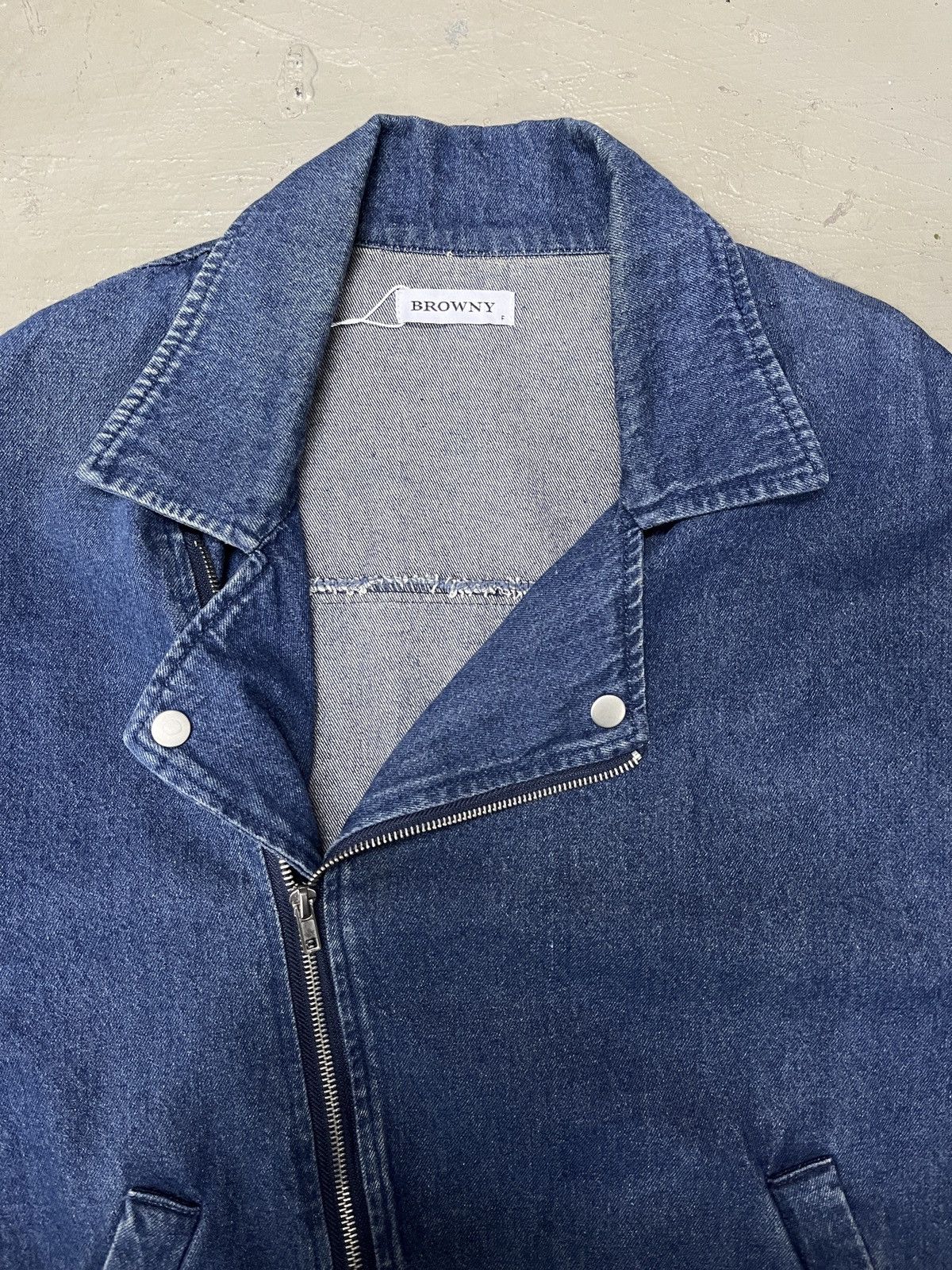 Indigo × Vintage Vintage Browny Denim Jeans Jacket Double Collar Size US M / EU 48-50 / 2 - 2 Thumbnail