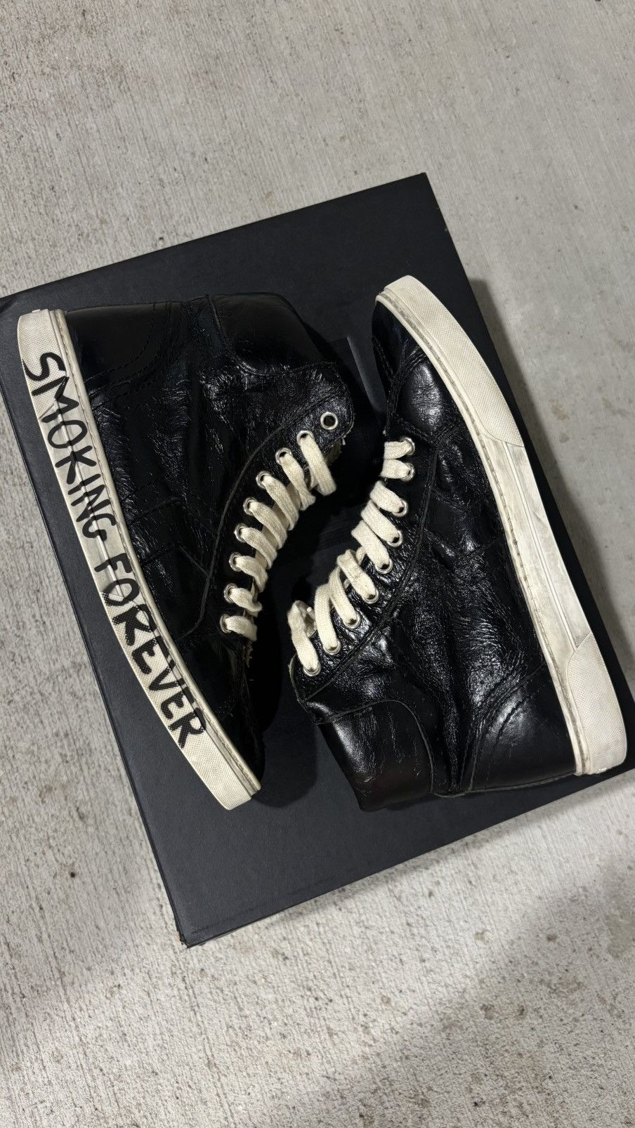 Saint Laurent Paris Saint Laurent Paris “Smoking Forever” High Top Sneaker Size US 5.5 / EU 38 - 5 Thumbnail
