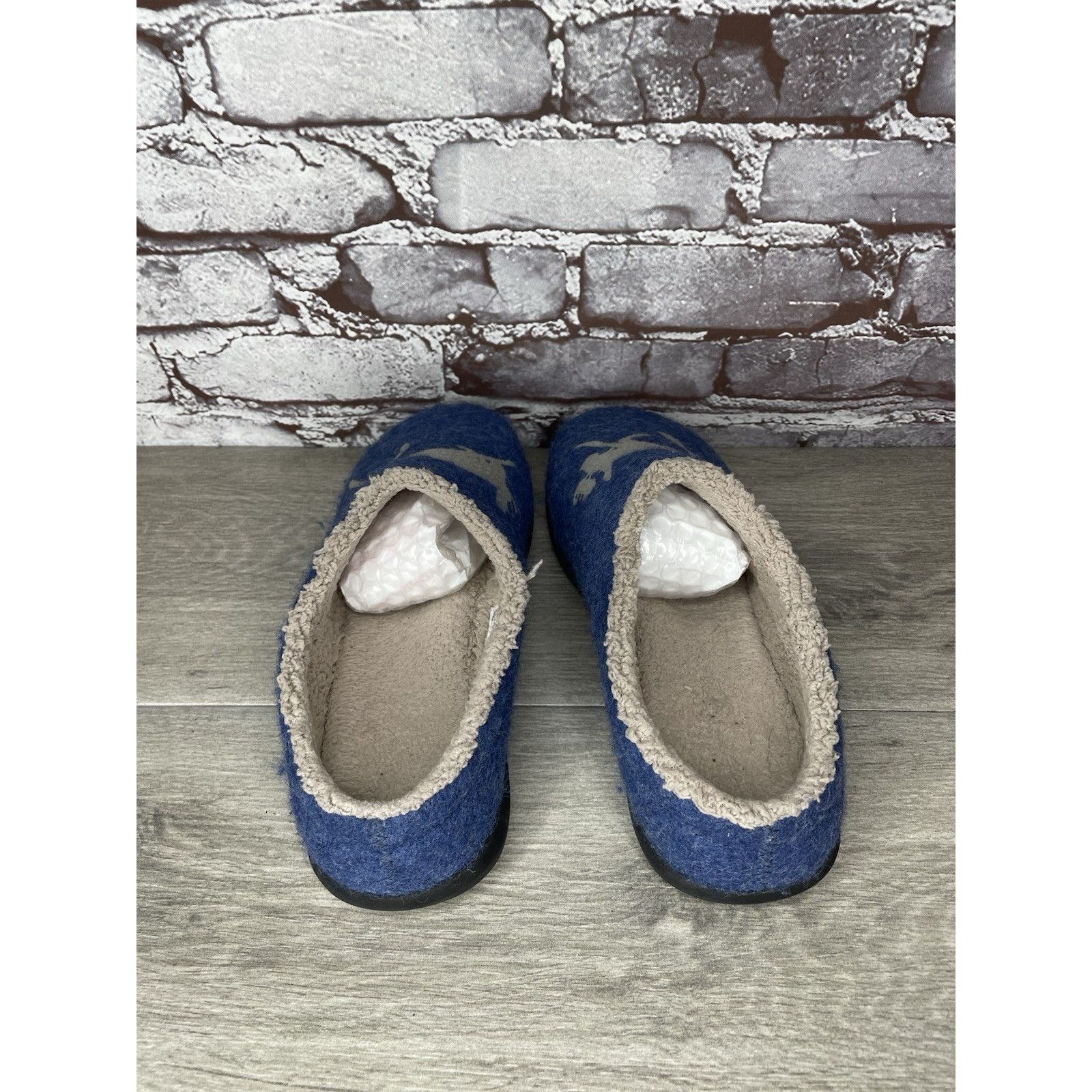 L.L. Bean LL Bean Daybreak Scuffs Blue Moose Motif Wool Clog Slippers Size US 10 / IT 40 - 5 Thumbnail