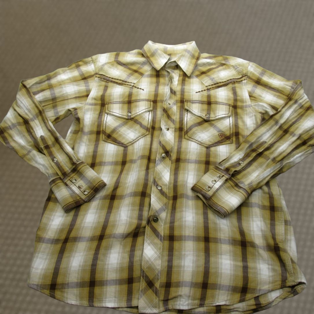 Ariat Ariat Shirt Men Medium Yellow Plaid Long Sleeve Embroidered Button-Up Western Vintage: No Size US M / EU 48-50 / 2 - 1 Thumbnail