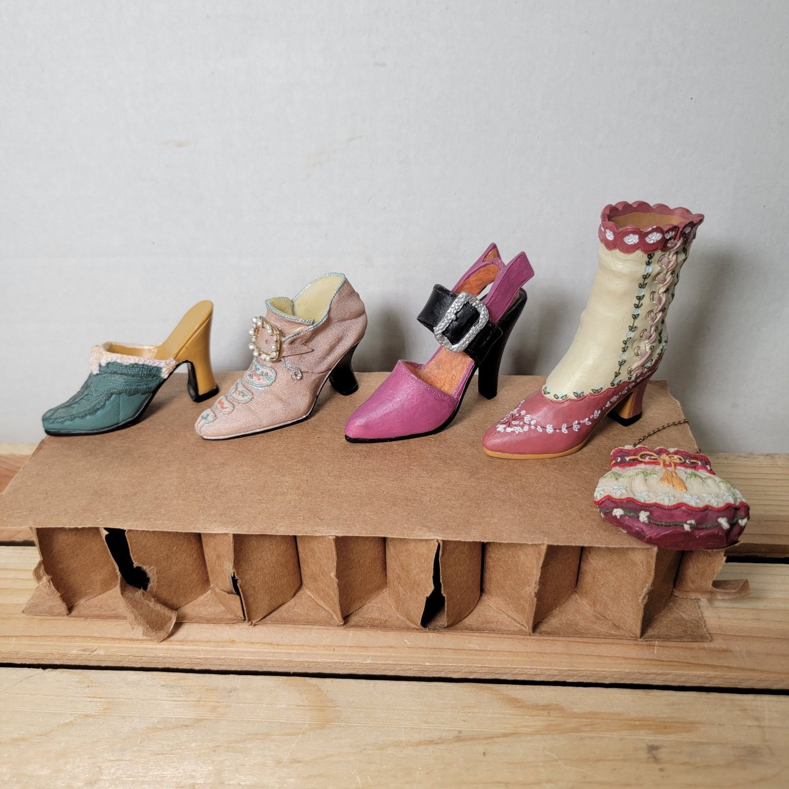 Other Set of 4 Victorian Resin Heels Shoes & Boot w/ Matching Bag Size ONE SIZE - 1 Thumbnail