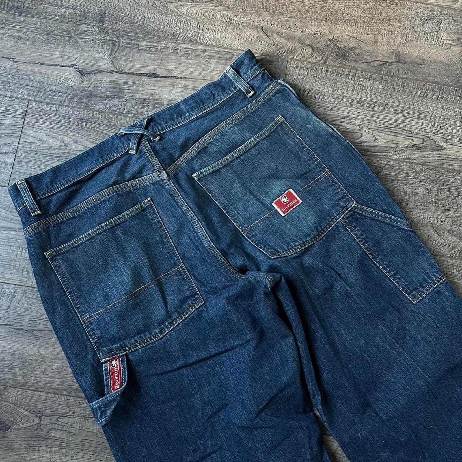 Tommy Hilfiger Vintage Y2K Dark Denim Baggy Tommy Hilfiger Carpenter Jeans Size US 38 / EU 54 - 8 Thumbnail