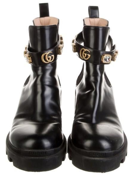 Gucci Gucci Double G Logo Leather Jeweled Chelsea Boots US11/IT41 Size US 11 / IT 41 - 3 Thumbnail