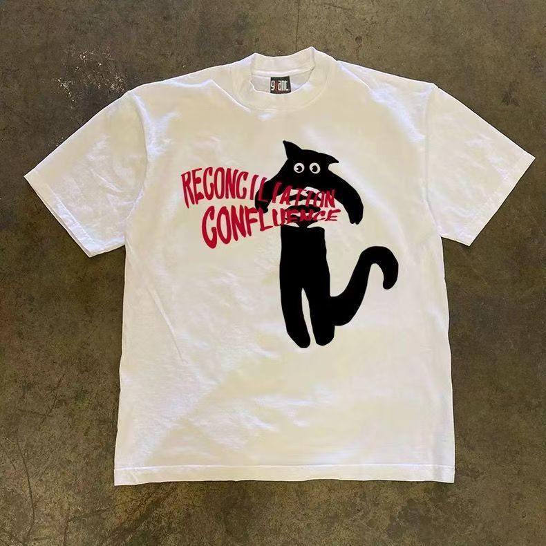Japanese Brand Washed Retro Cartoon Cat Print T-shirt y2k Size US M / EU 48-50 / 2 - 1 Thumbnail