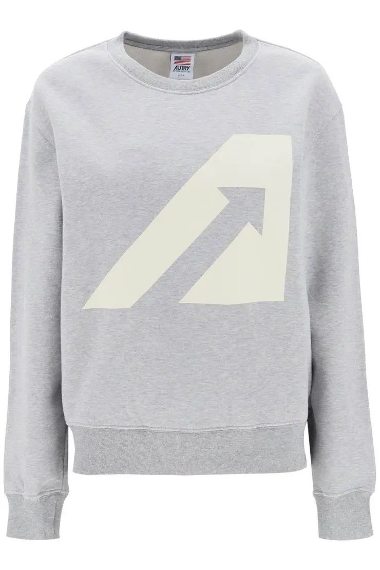 image of Autry O1S22I1N0324 Crew-Neck Sweatshirt In Grey, Women's (Size Large)