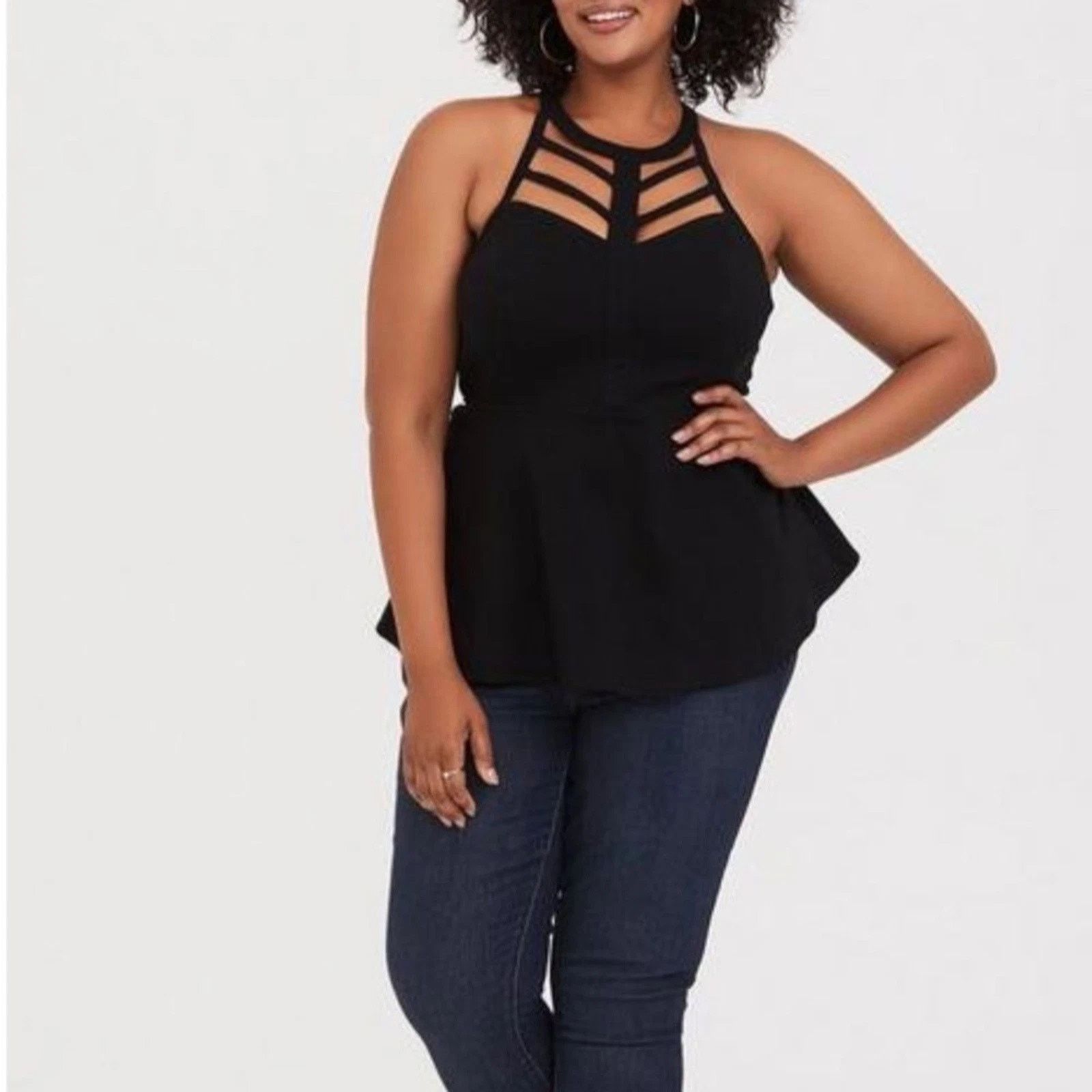 Other Torrid Black Cage Neck Tank Top Size 4 4X Size 4XL / US 24-26 - 3 Thumbnail